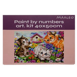 Måla efter nummer kit katter 40x50 cm med duk på ram, färg & penslar