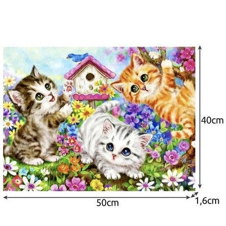 Måla efter nummer kit katter 40x50 cm med duk på ram, färg & penslar
