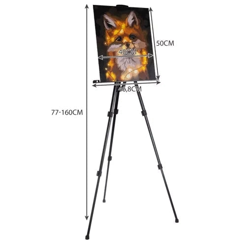Målarstativ A-form justerbart 77-160 cm svart med fodral