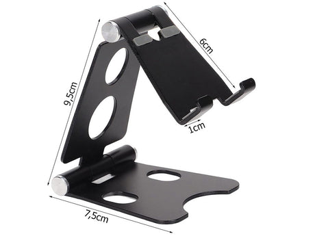 Mobilhållare/surfplatteställ vikbar metall svart justerbar 9,5 cm