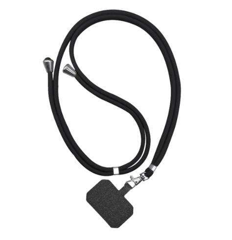 Mobiltelefon crossbody-snodd 150 cm svart, universell med metallspänne