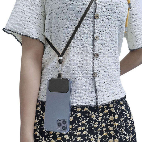 Mobiltelefon crossbody-snodd 150 cm svart, universell med metallspänne