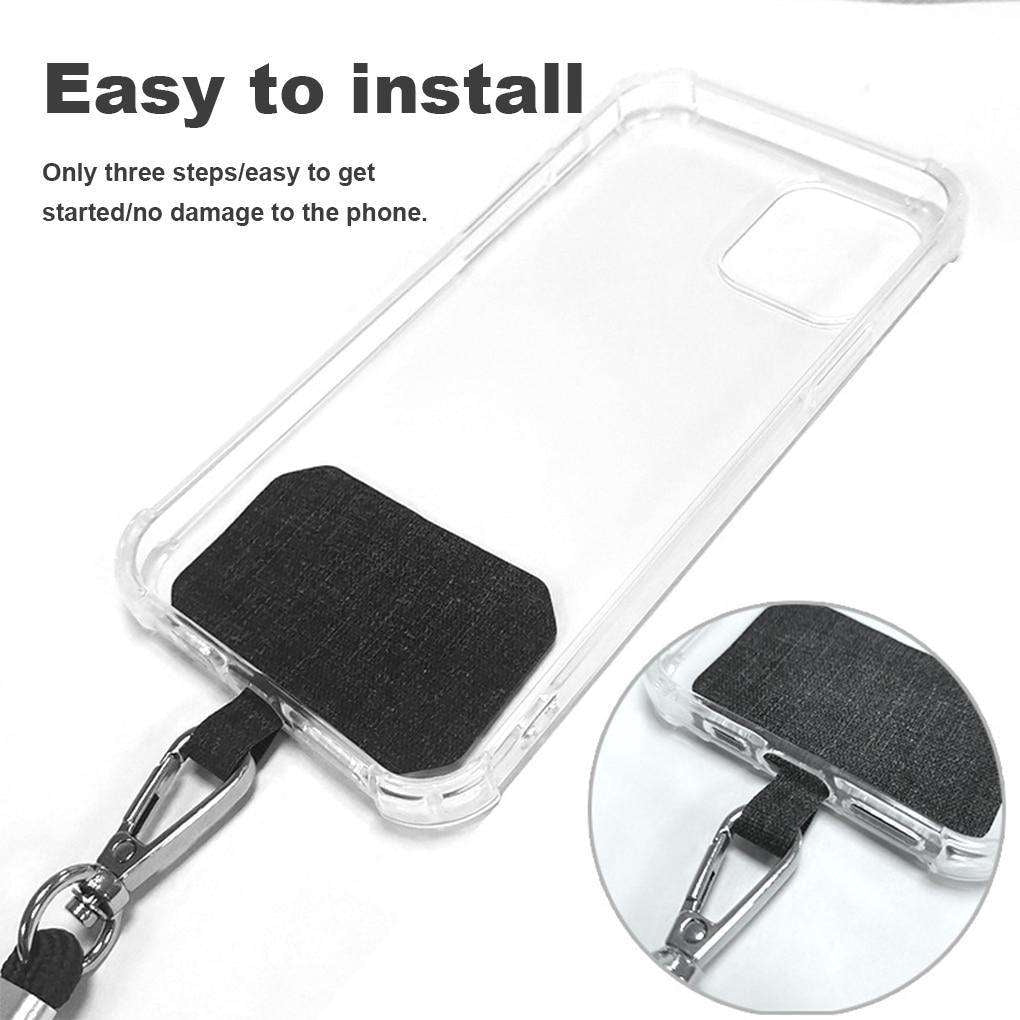 Mobiltelefon crossbody-snodd 150 cm svart, universell med metallspänne