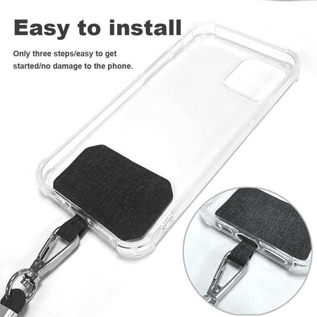 Mobiltelefon crossbody-snodd 150 cm svart, universell med metallspänne