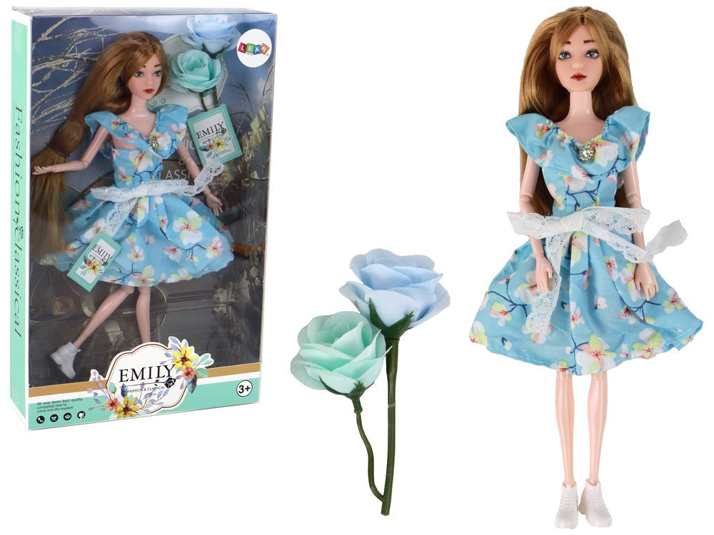 Mode-docka 30 cm med klänning och blomset, 3+ år