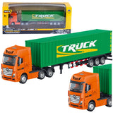 Modellastbil med containertrailer 1:50 metall/plast 29 cm