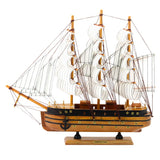 Modell segelfartyg 3-mastat trä 39x36 cm med bas och skylt