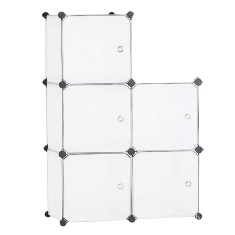 Modulär skohylla 5 fack med dörrar 30x30 cm vit/transparant