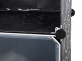 Modulärt skoskåp 6 hyllor 3 segment svart med transparenta fönster
