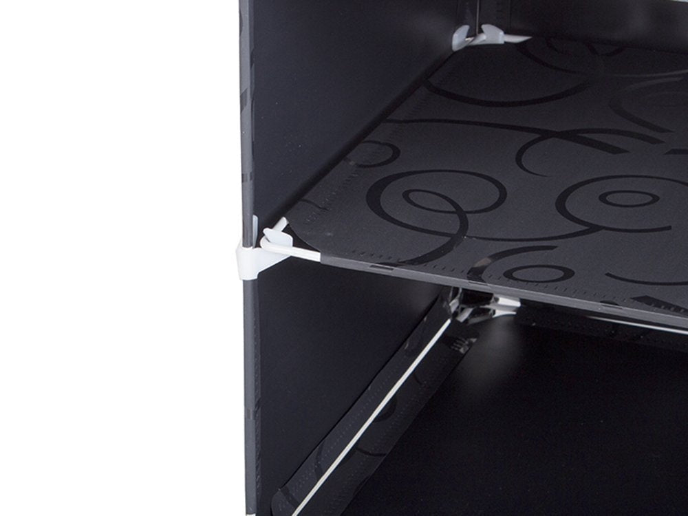 Modulärt skoskåp 6 hyllor 3 segment svart med transparenta fönster