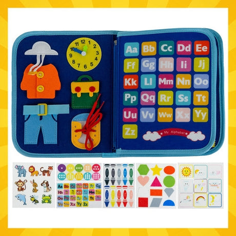 Montessori filtbok sensorisk aktivitetsbok 7-i-1 unicorn 3+ 22,5x28 cm