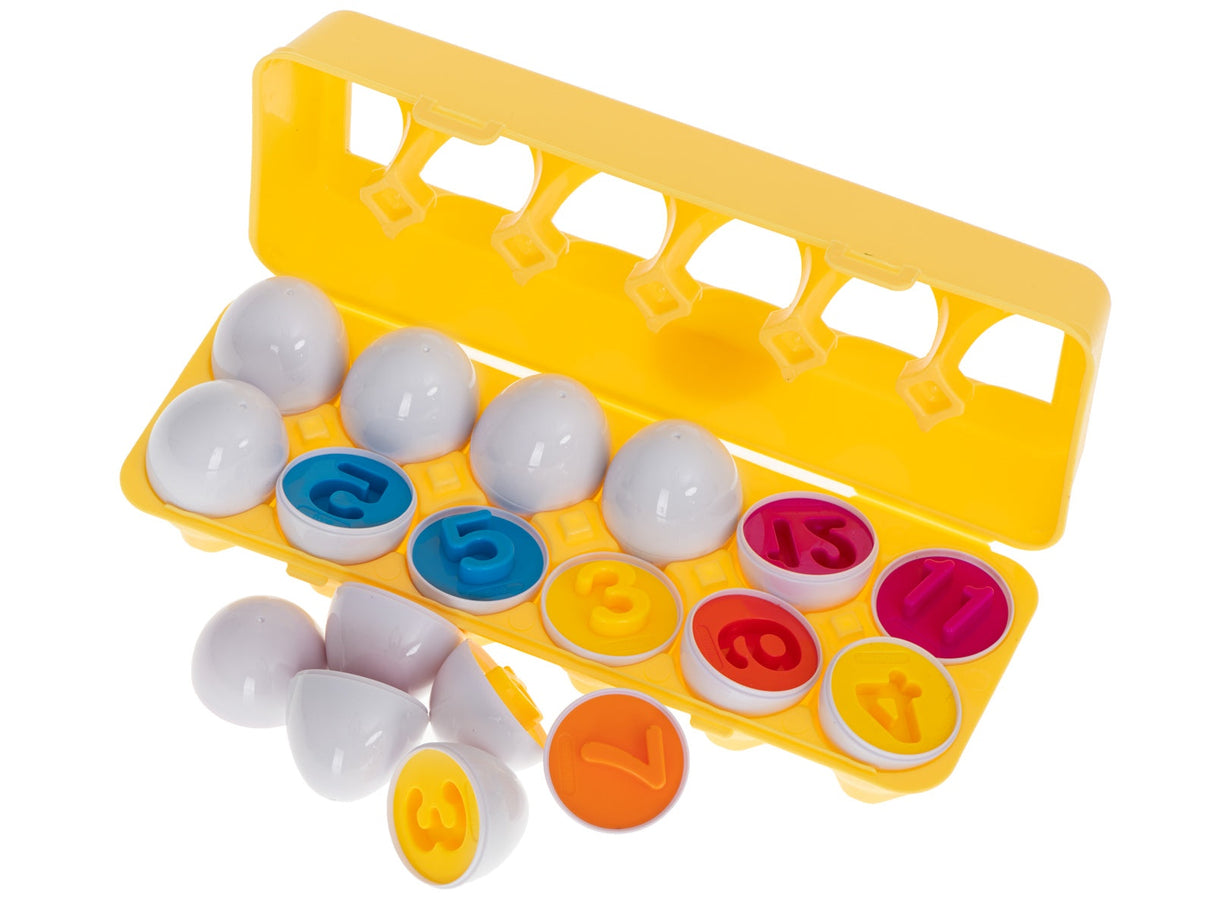 Montessori äggpussel med siffror och former 12-pack från 18 månader
