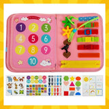 Montessori känselbok i filt med aktiviteter, unicornmotiv, 3+ år