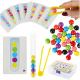 Montessori sorteringsset med bollar 40 st, tång, bricka & 24 kort