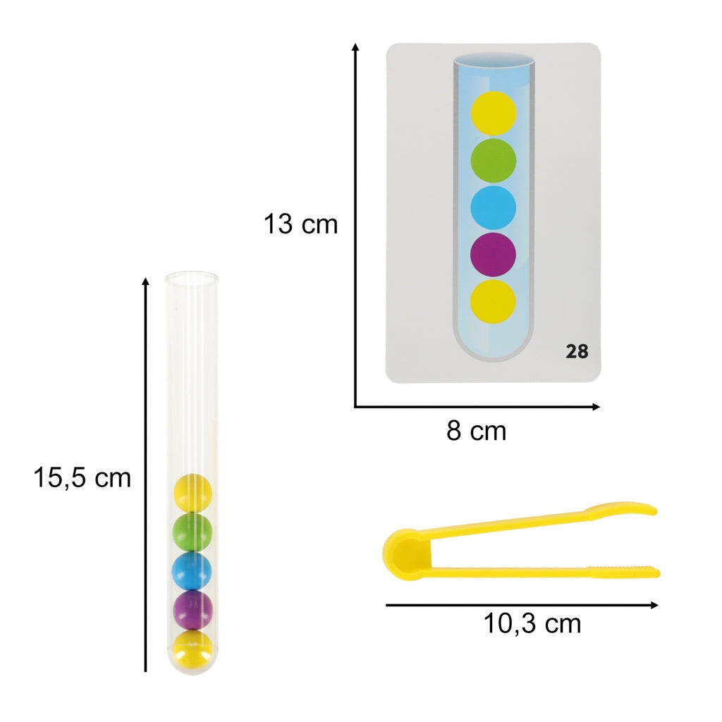 Montessori sorteringsset med bollar 40 st, tång, bricka & 24 kort