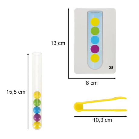 Montessori sorteringsset med bollar 40 st, tång, bricka & 24 kort