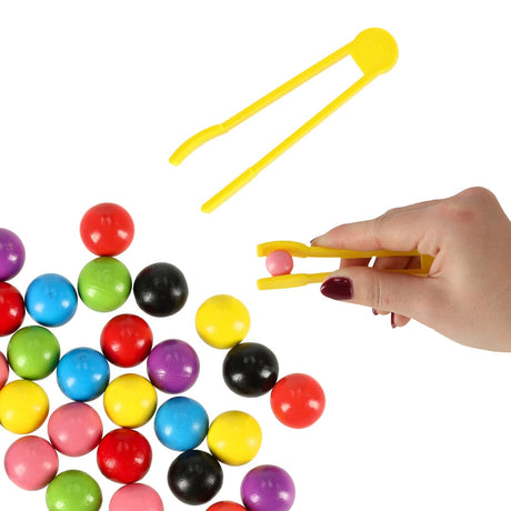 Montessori sorteringsset med bollar 40 st, tång, bricka & 24 kort