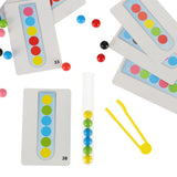 Montessori sorteringsset med bollar 40 st, tång, bricka & 24 kort