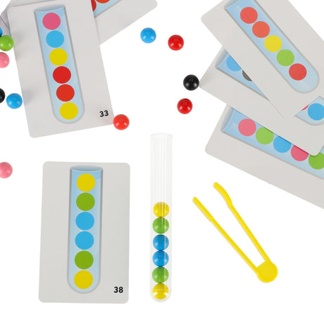 Montessori sorteringsset med bollar 40 st, tång, bricka & 24 kort