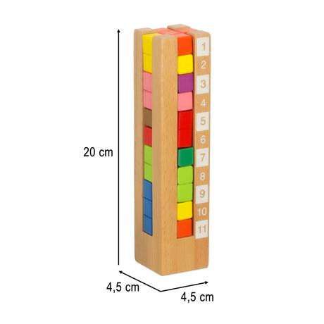 Montessori träpussel torn med klossar 13 delar, 3 svårighetsgrader