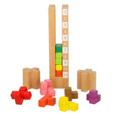Montessori träpussel torn med klossar 13 delar, 3 svårighetsgrader