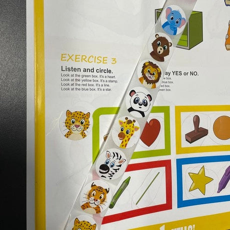 Motiverande klistermärken barn på rulle 500 st djur 2,5 cm