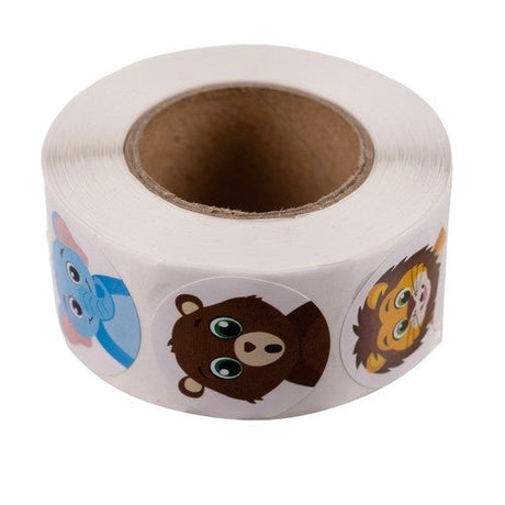 Motiverande klistermärken barn på rulle 500 st djur 2,5 cm
