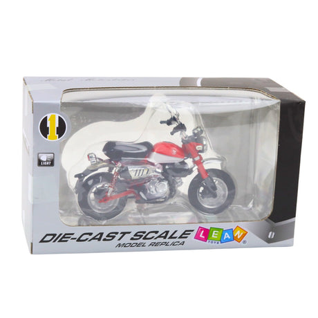 Motorcykelmodell retro röd 14,5 cm metall/plast med ljuseffekter