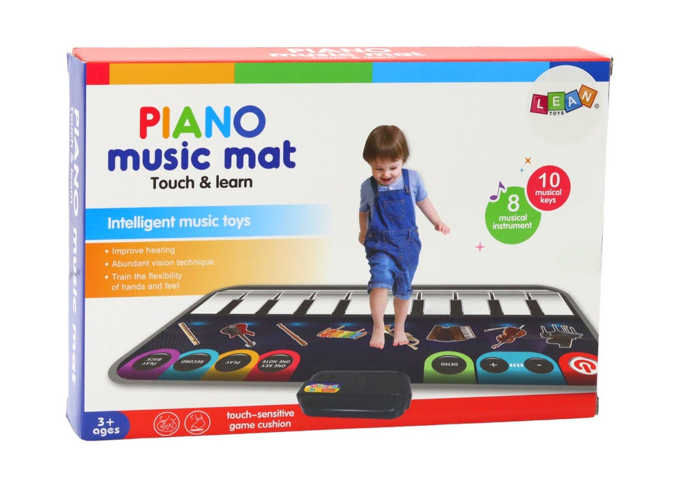Musikmatta för barn 10 tangenter 8 instrument volymkontroll 3+ år