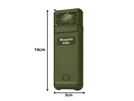 Myggavvisare USB-C med 6 refillpatroner, uppladdningsbar 14x5 cm