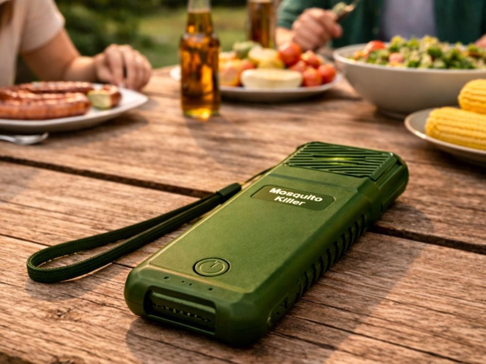 Myggavvisare USB-C med 6 refillpatroner, uppladdningsbar 14x5 cm