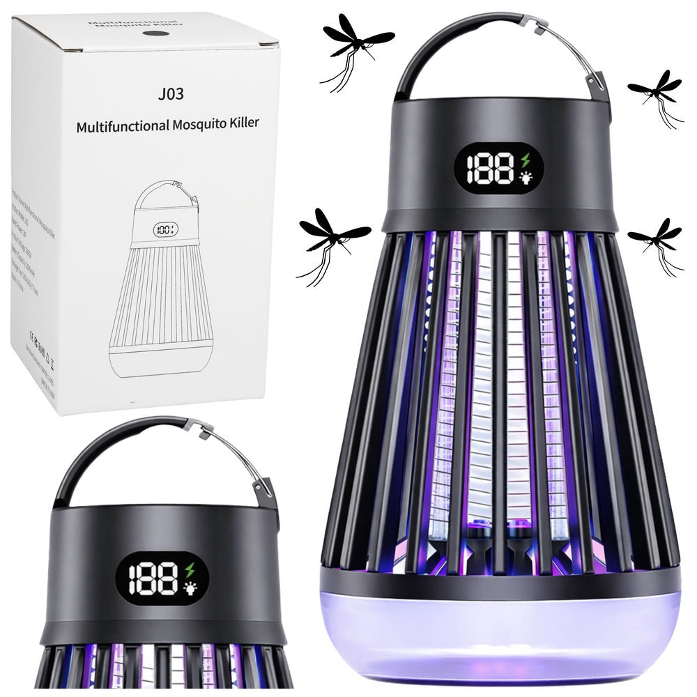 Myggdödarlampa UV med elnät 2000mAh batteri USB-C campinglampa