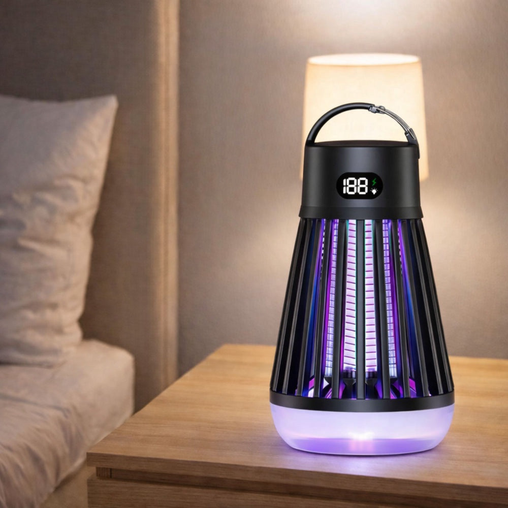 Myggdödarlampa UV med elnät 2000mAh batteri USB-C campinglampa