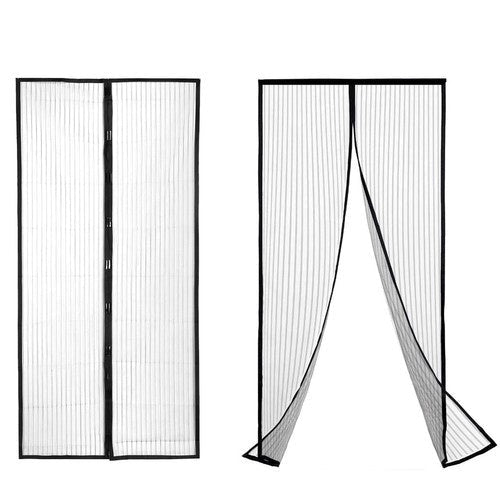 Myggnät för dörr med magnetstängning, kardborre, svart 100x220 cm
