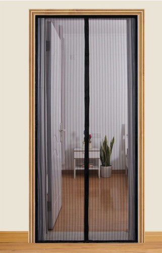 Myggnät för dörr med magnetstängning, kardborre, svart 100x220 cm
