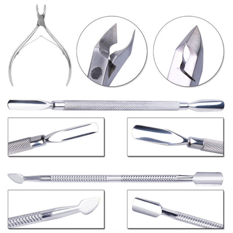 Nagelbandskit 3 delar i metall – nagelbandssax + 2 nagelbandspusher