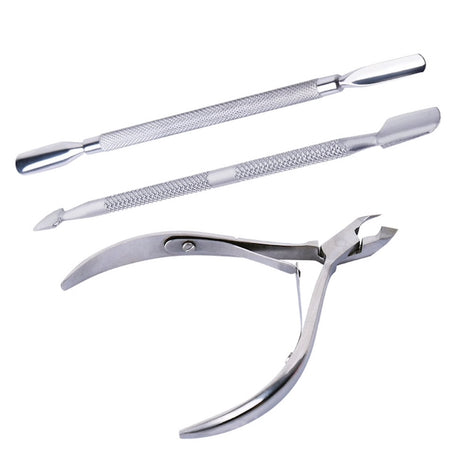 Nagelbandskit 3 delar i metall – nagelbandssax + 2 nagelbandspusher