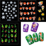 Nageldekorationer jul självhäftande stickers 6 ark för UV-gel/akryl/nagellack