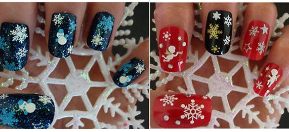 Nageldekorationer jul självhäftande stickers 6 ark för UV-gel/akryl/nagellack