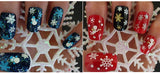 Nageldekorationer jul självhäftande stickers 6 ark för UV-gel/akryl/nagellack