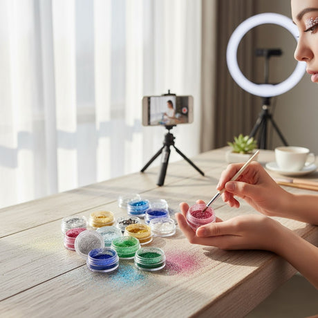 Nagelglitter 80-pack – Glittermix i Burkar – Flera Färger & Stilar för Nail Art och Dekoration