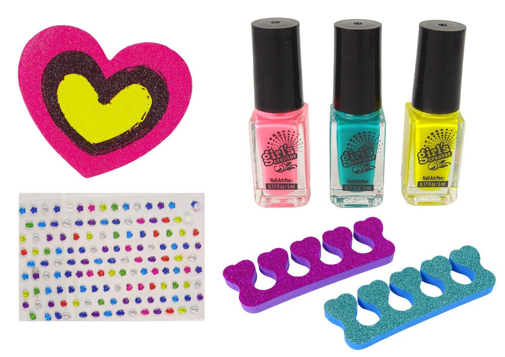 Nagelkonstset för barn 5+ med 3 vattenbaserade nagellack & 12 mallar