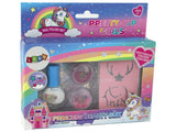 Nagelkonstset för barn 8+ med vitt nagellack, 2 glitter & stenciler