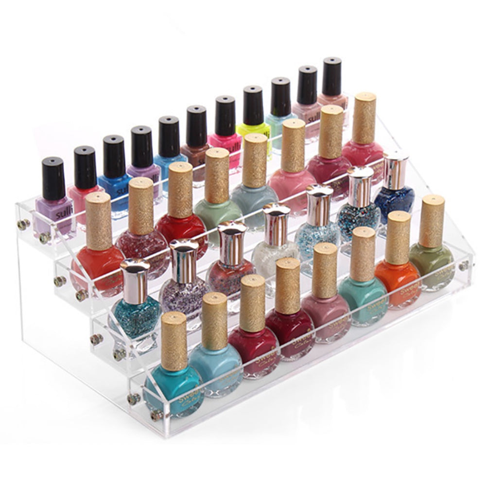 Nagellacksdisplay 4 nivåer plexiglas transparent 41x19x20 cm