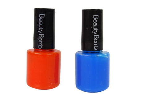 Nagellackset för barn 2-pack orange/blå med klistermärken & ringar