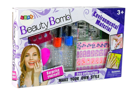 Nagellackset för barn 2-pack orange/blå med klistermärken & ringar