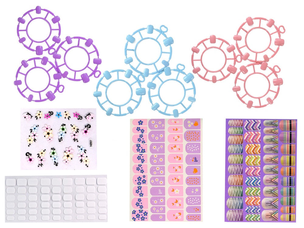 Nagellackset för barn med UV-lampa, fräs, 2 lack, glitter & stickers