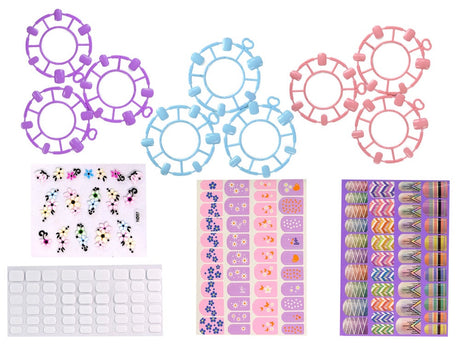 Nagellackset för barn med UV-lampa, fräs, 2 lack, glitter & stickers
