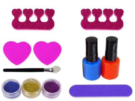 Nagellackset för barn med UV-lampa, fräs, 2 lack, glitter & stickers