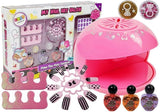 Nagellackset för barn med nageltorkare, 3 färger, glitter & stickers
